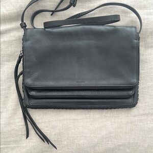 AllSaints Black Leather Crossbody Bag